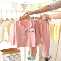Female baby long sleeved pajamas 2021 Spring and Autumn New Home clothing set childrens pajamas cotton foreign air conditioning clothing