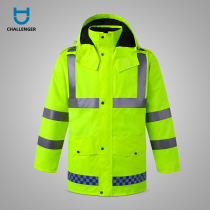 Reflective cotton coat Mens reflective raincoat Winter thickened traffic safety cotton suit Fluorescent jacket Road cold suit coat