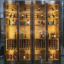 Stainless steel wine cabinet wine rack customized winery cellar basement high-grade glass light luxury display cabinet constant temperature red wine cabinet