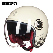 BEON motorcycle helmet Harley retro electric car helmet battery car four seasons double mirror men and women head gray