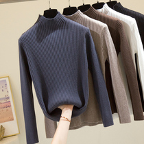 2021 autumn and winter new foreign air semi-high collar knitwear sweatshirt sweatshirt sweater jacket with undershirt jacket