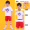 Chinese youth men's white short sleeves+red shorts+sports socks+headbands