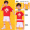 Chinese youth men's red top+white shorts+sports socks+headbands