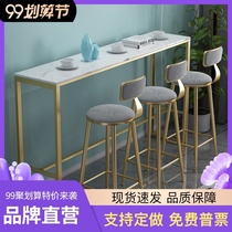 Nordic marble simple bar table and chair wrought iron wall table bar home Net red tea shop table and chair