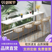 Nordic marble bar table and chair combination home small bar balcony high table bar counter Wall long table