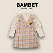 Italy BMABET girls plaid skirt set 2021 Autumn New Korean baby two-piece childrens clothing