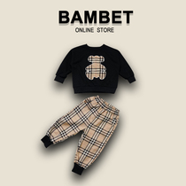 Italian BAMBET girl set 3 years old 2021 new foreign style Autumn Sweater female baby two-piece set 5 children