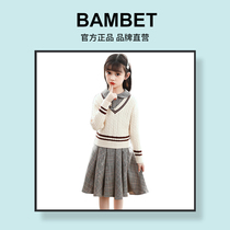 Italy BAMBET girls autumn suit 2021 new foreign style childrens dress two-piece girl dress