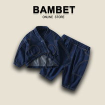 Italian BAMBET girl cowboy set 2021 new autumn casual two-piece female baby Korean autumn dress