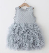 Little Princess base skirt cool day is right Bambet mesh vest embroidered sleeveless dress