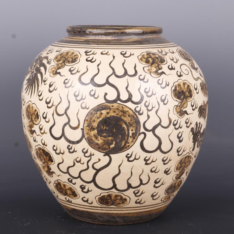 Archaize song dynasty jizhou up hand - made color ink YunLongWen as cans ceramic antique Chinese style household furnishing articles home antique collection