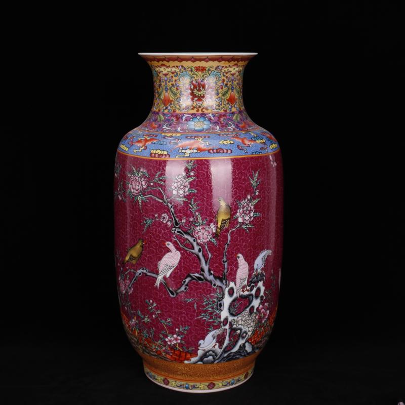 Jingdezhen imitation qianlong colored enamel painting of flowers and idea for gourd vase vases, antique Chinese antique living room a study place
