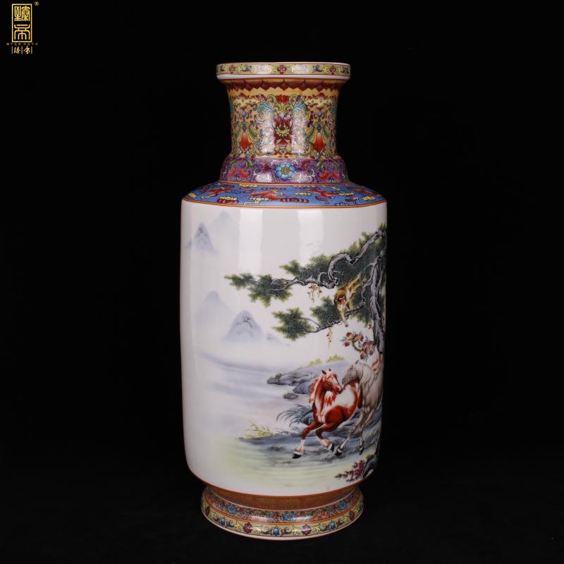 Jingdezhen imitation qianlong pastel success show Chinese antique vase vase antique living room a study place