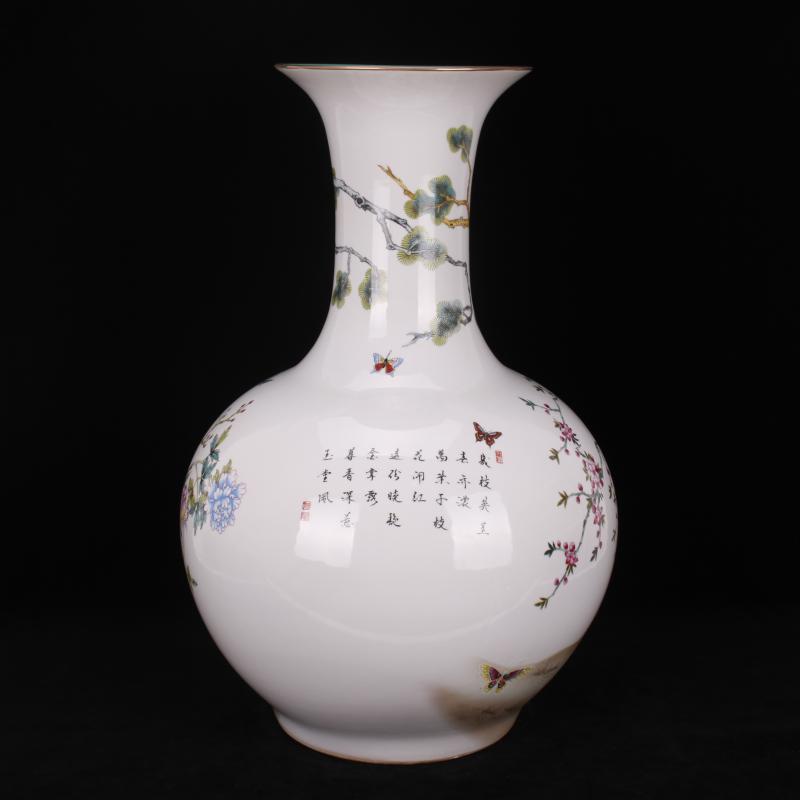 Jingdezhen pastel prosperous peacock TuShang bottles of Chinese domestic outfit company store hotel archaize floor big vase