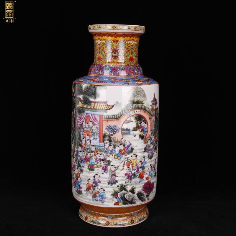 Jingdezhen imitation enamel qianlong years antique vase pastel figure show the ancient philosophers bottles of Chinese antique porcelain furnishing articles