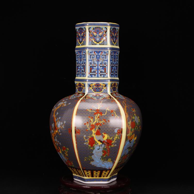 Jingdezhen imitation the qing dynasty antique vintage colored enamel vase flower implement Chinese style restoring ancient ways household adornment furnishing articles