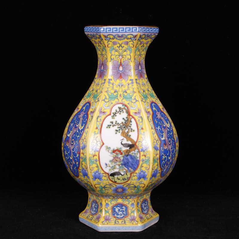 Jingdezhen imitation of the qing dynasty antique antique Chinese style restoring ancient ways the see colour enamel vase decoration handicraft furnishing articles collection