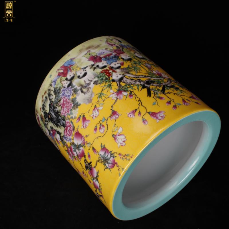 Jingdezhen imitation antique porcelain enamel color big brush pot "four desk pen sea Chinese style household company office furnishing articles