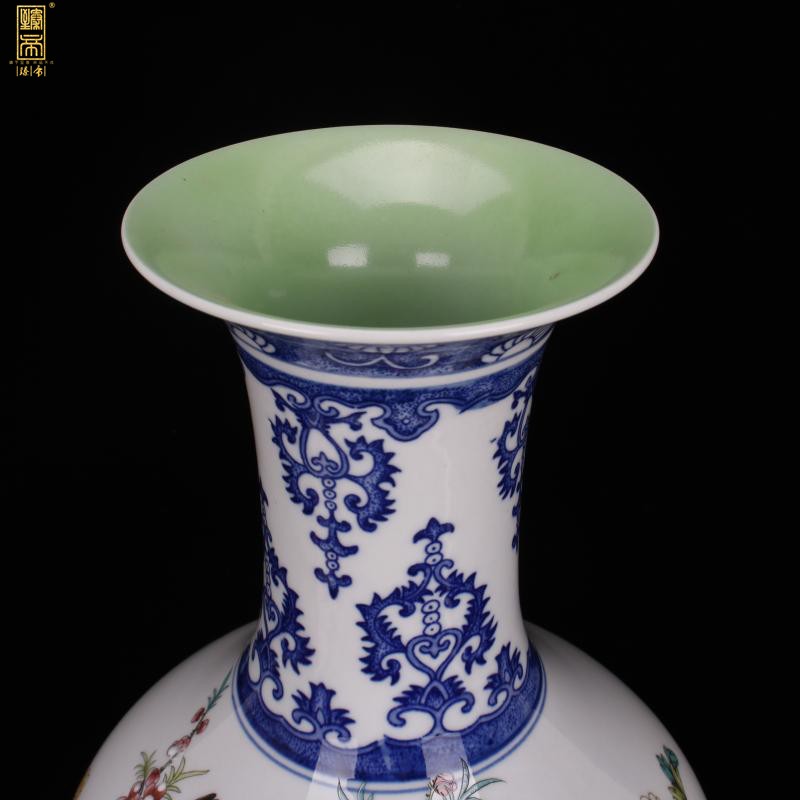 Jingdezhen color bucket crane, grain design of Chinese style classical home sitting room ark of desk of archaize porcelain vases, decorative furnishing articles