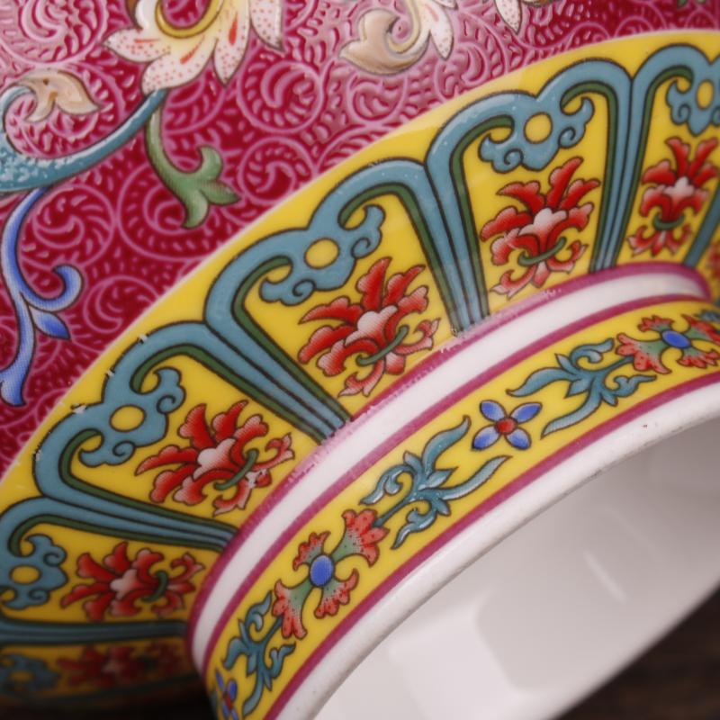 Colored enamel flowers bloom grain bowls Chinese style classical soft adornment art imitation qianlong bowls penjing collection