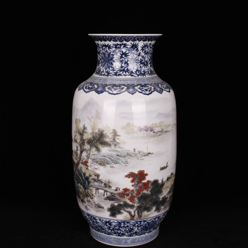 Jingdezhen imitation yongzheng pastel scenery somebody else idea gourd vase vases, antique Chinese antique living room a study place