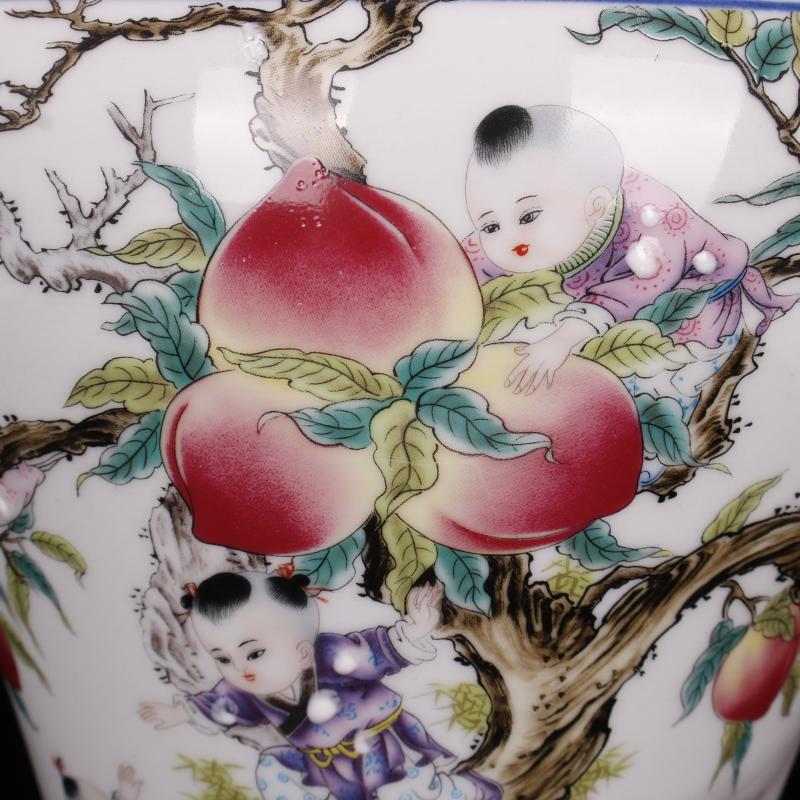 Archaize of jingdezhen porcelain qianlong nine son climb peach name plum bottle of the sitting room porch decoration of Chinese style household imitation antique furnishing articles