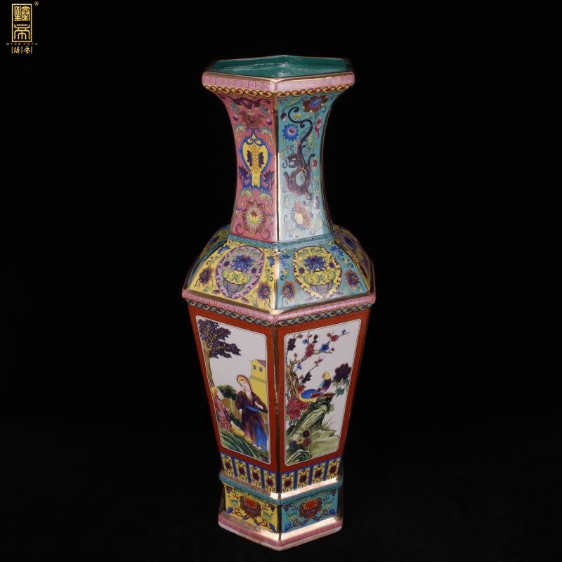 Jingdezhen colored enamel central Europe amorous feelings of large vase the six - party goddess of mercy bottle classical fine art vases, furnishing articles