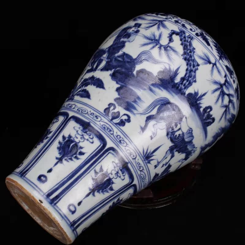Jingdezhen ceramics yuan blue and white bottle up chasing Han Xinmei hand antique Chinese style household play antique furnishing articles