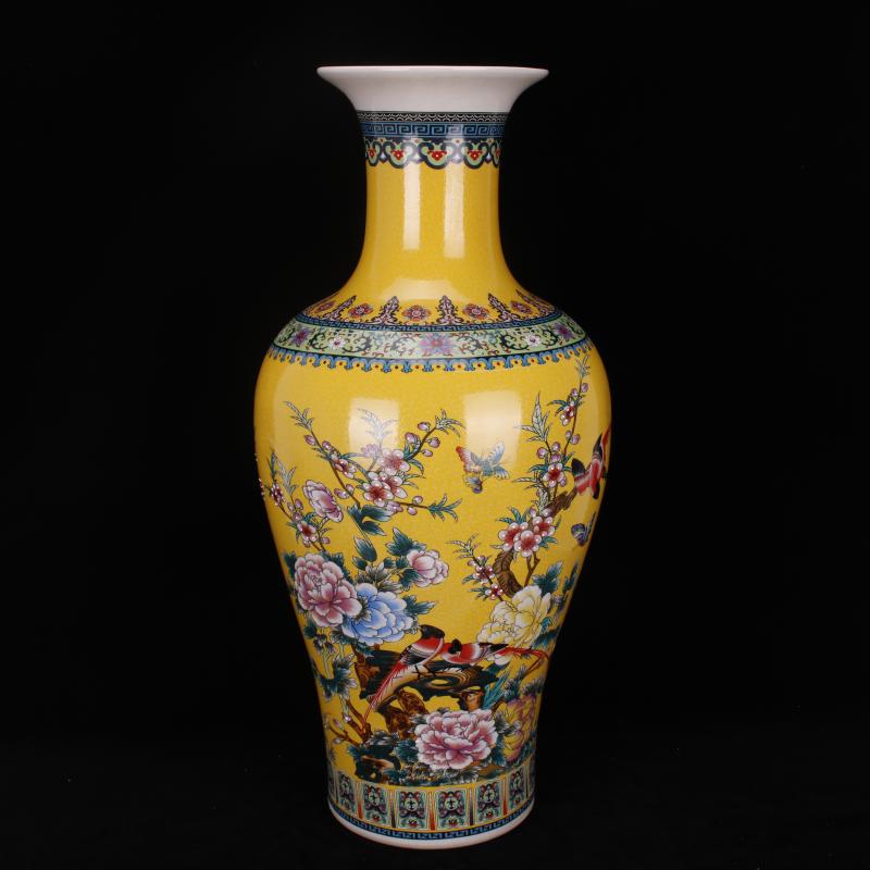 Jingdezhen imitation qianlong antique colored enamel painting of flowers and be born great goddess of mercy bottle Chinese style classical Ming and the qing dynasty vase furnishing articles