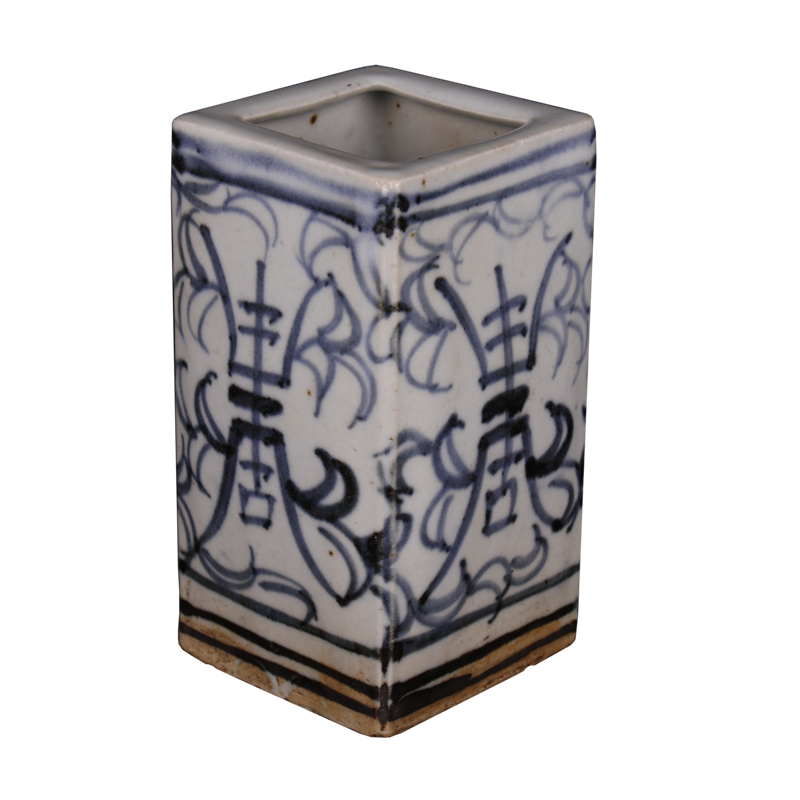 Archaize of jingdezhen blue and white porcelain square antique vase play an antique old items furnishing articles do old folk collection