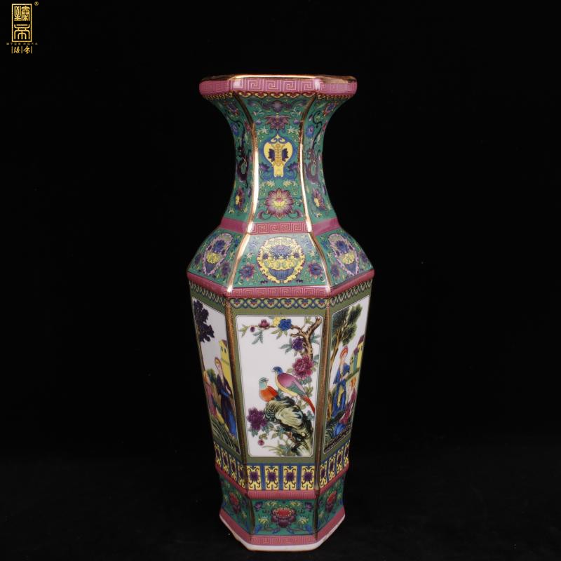 Chinese style classical imitation qianlong antique colored enamel porcelain vase home sitting room ark, furnishing articles of TV bar face