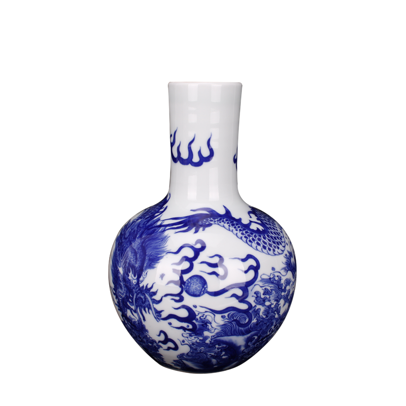 Jingdezhen porcelain dragon reward bottle on the celestial sphere imitation qianlong Chinese classical sitting room porch vase furnishing articles