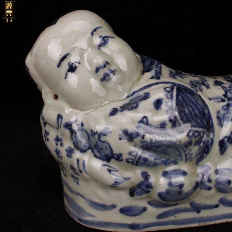 Archaize of jingdezhen blue and white porcelain dolls ceramic pillow antique reproduction antique collection of old folk decorative furnishing articles