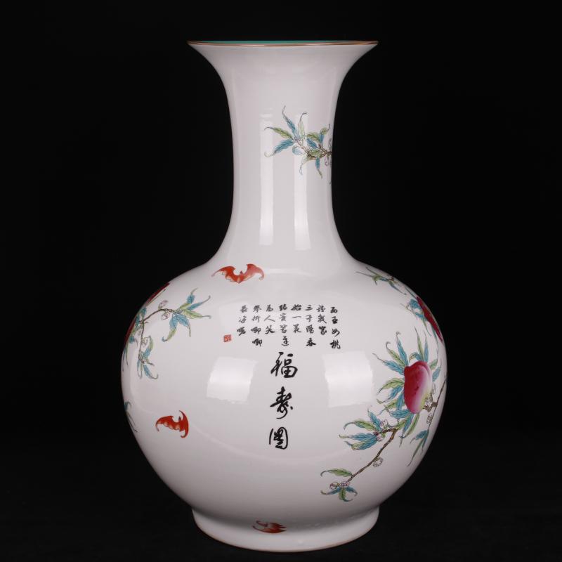 Jingdezhen pastel live nine peach design company store hotel archaize sitting room of Chinese style household of large vase