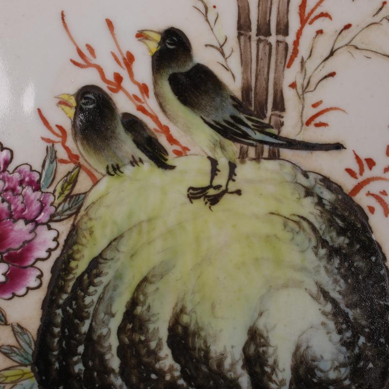 Jingdezhen imitation of the cultural revolution factory goods all porcelain enamel handpainted fine bamboo tea tray to peace compote Chinese style furnishing articles