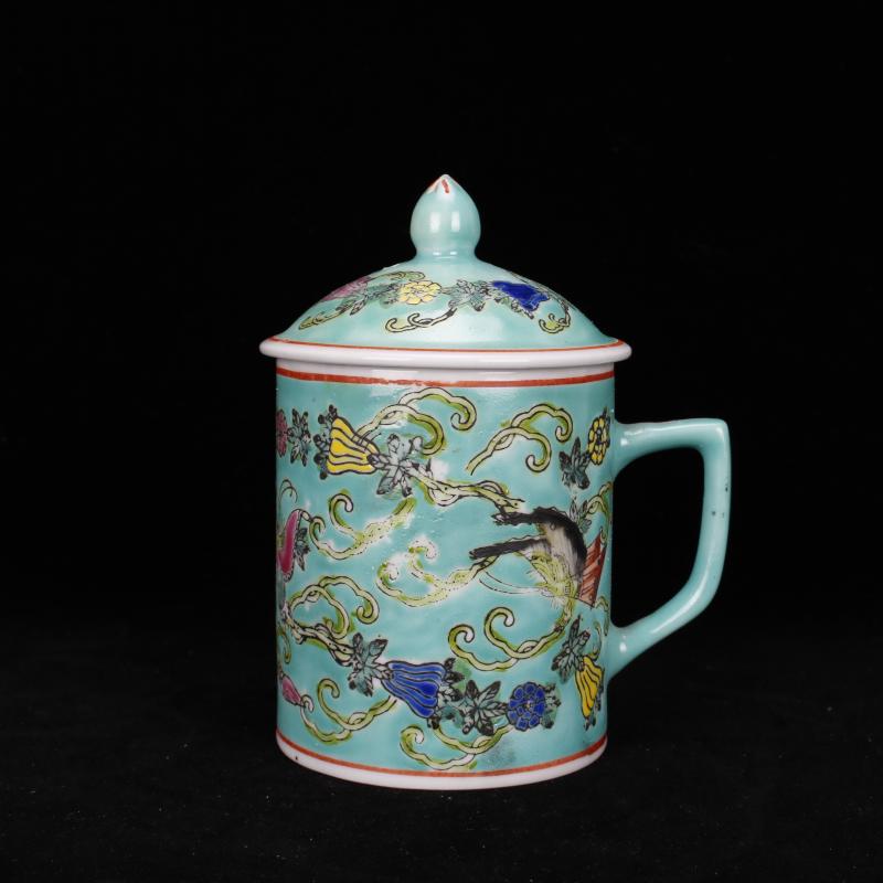 Jingdezhen system during the cultural revolution pastel stays in cover cup old teacup antique reproduction antique goods chinaware