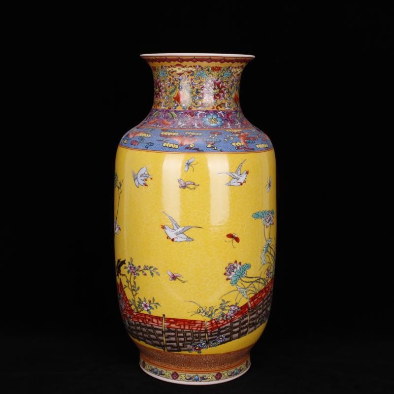 Jingdezhen imitation qianlong colored enamel painting of flowers and idea for gourd vase vases, antique Chinese antique living room a study place