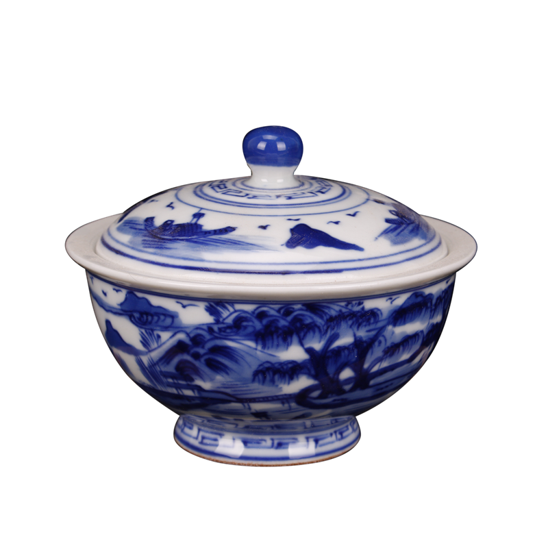 Blue and white storage tank under the glaze tureen lid powder sauce pot multi - functional household mini small Blue and white porcelain jar furnishing articles