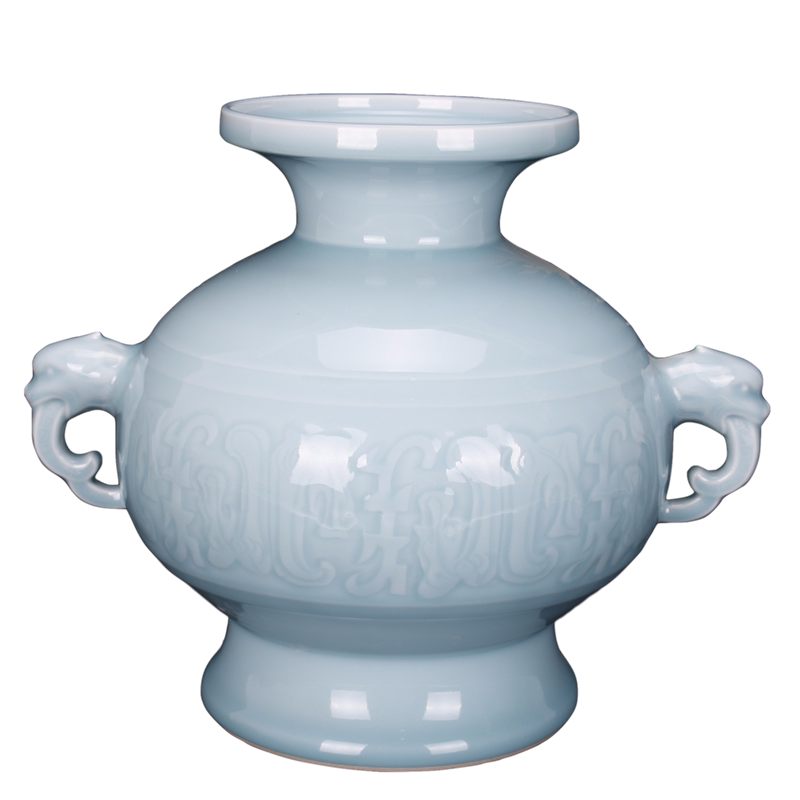 Jingdezhen imitation the qing qianlong antique antique azure glaze carving pen container sea Chinese style restoring ancient ways household adornment furnishing articles