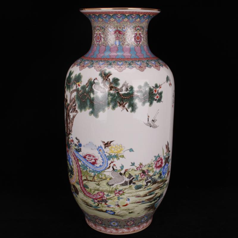 Archaize of jingdezhen porcelain birds pay homage to the king, the idea for gourd bottle of large vases, Chinese domestic outfit company store decoration vase