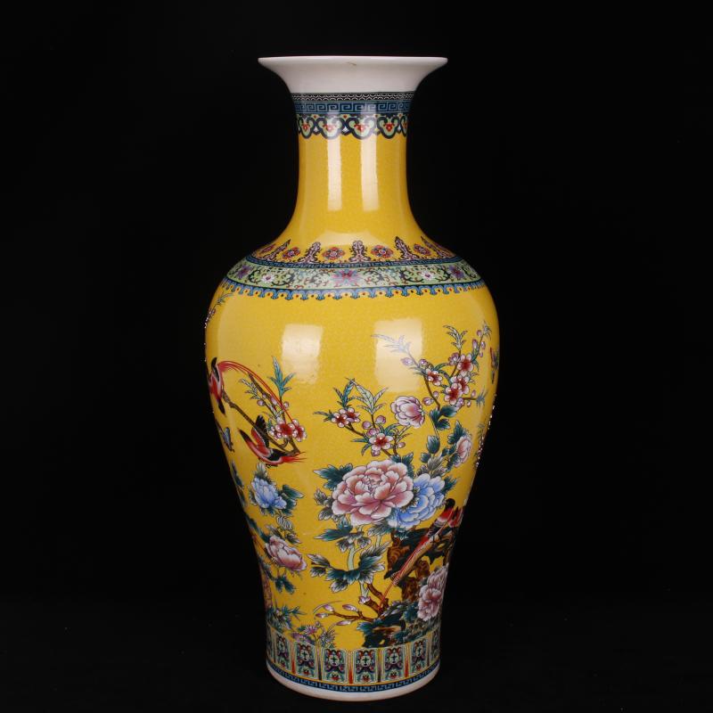 Jingdezhen imitation qianlong antique colored enamel painting of flowers and be born great goddess of mercy bottle Chinese style classical Ming and the qing dynasty vase furnishing articles