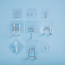 Strong Viscose Hook Stainless Steel Transparent Hook Sticky Hook Clothes Hat Cutting Board Storage Hook Holes Pot Cover Holes