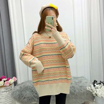Pregnant womens autumn half turtleneck sweater coat womens long autumn and winter clothes fashion pregnant womens autumn suit