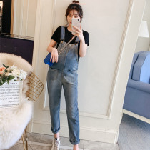 Spring dress New pregnant women Summer Net red suit spring and autumn denim strap pants outside wearing pregnant women pants spring and summer thin models