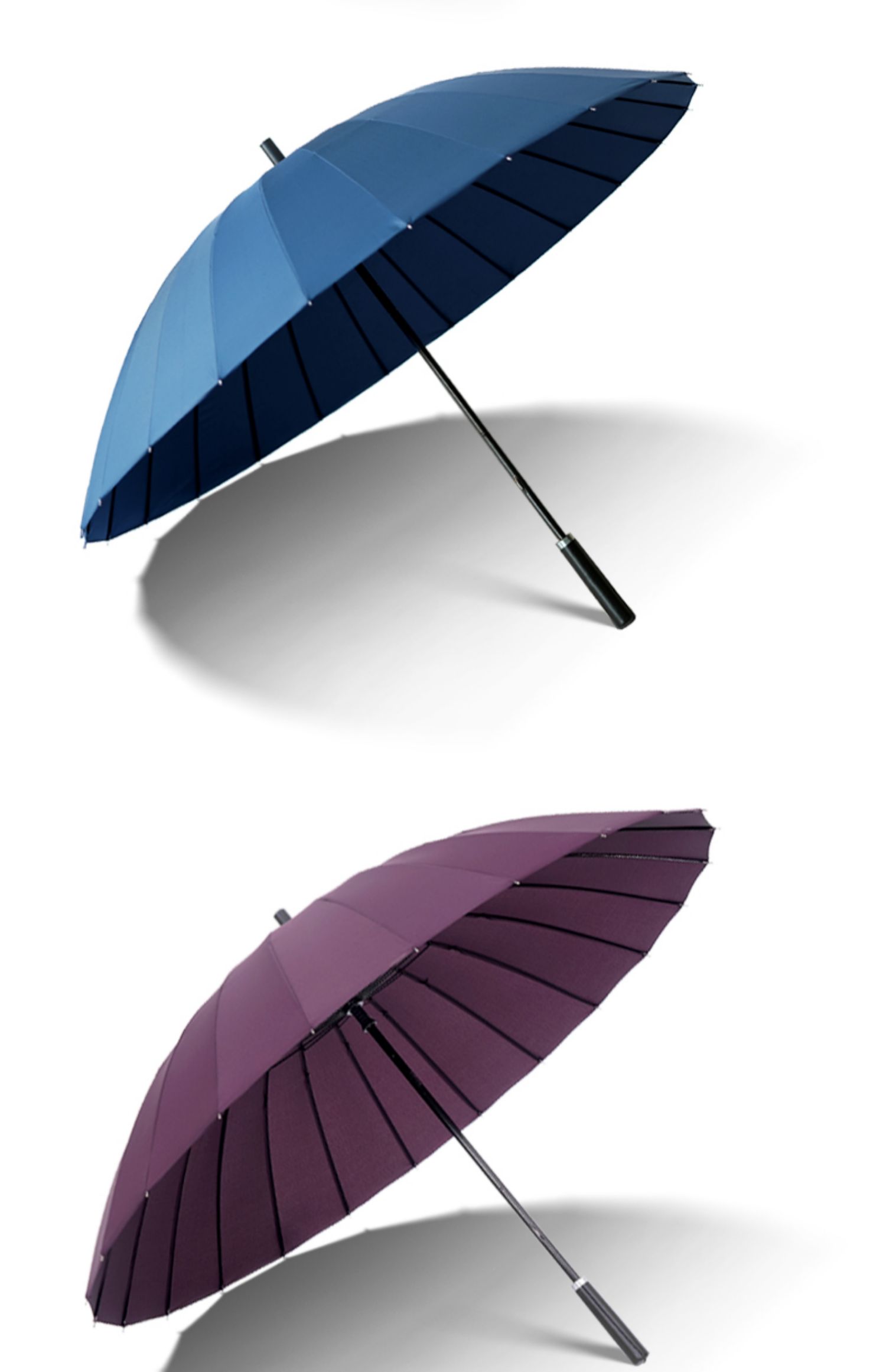 24骨抗风雨伞加大长柄伞大号超大双人三人直杆直柄长把商务黑色男