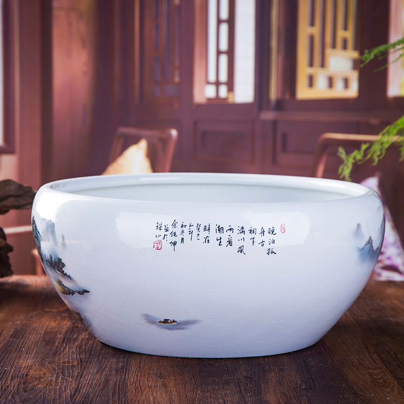 Jingdezhen ceramic goldfish bowl lotus lotus cylinder villa garden home sitting room lucky wind water tanks and furnishing articles