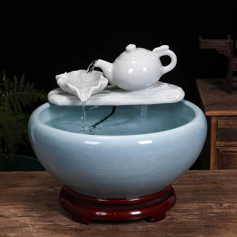 Jingdezhen ceramic aquarium desktop goldfish bowl water fountain creative home sitting room of small fish basin furnishing articles