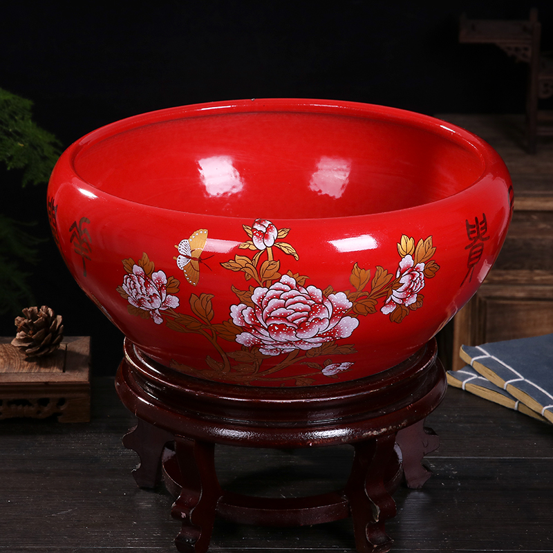 Jingdezhen ceramics sitting room porch aquarium hydroponic flower pot opening gifts decorative furnishing articles new household basin