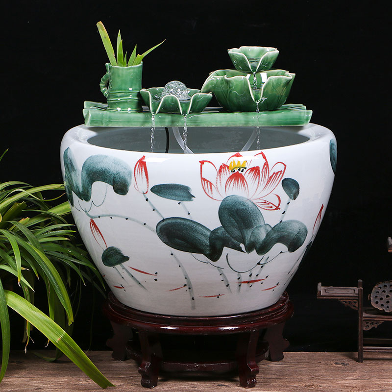 Jingdezhen ceramic aquariums household water fountain jin large fish bowl furnishing articles sitting room humidifying landscape