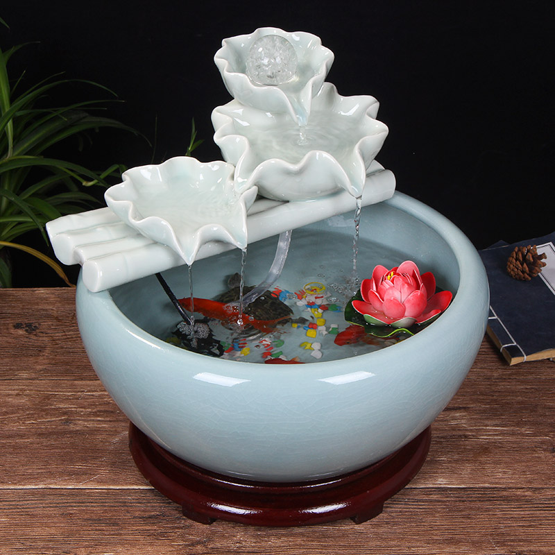 Ceramic water fountain furnishing articles atomizing humidifier water aquarium desktop zen sitting room interior decorations